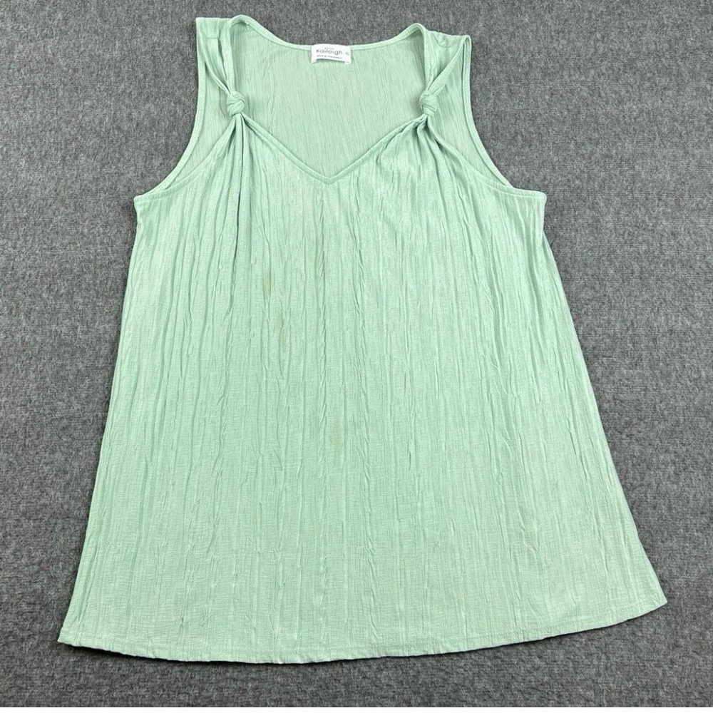 Kaileigh Tank Top Women's Size XL Green Sleeveless‎ Knit Knot Detail Summer